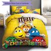 Custom Name M&M's Sweet Fun Bedding,Quilt Set Quilt Cover Pillowcase Home Birthday Gift (1 * duvet cover + 2 * pillowcase, without core)