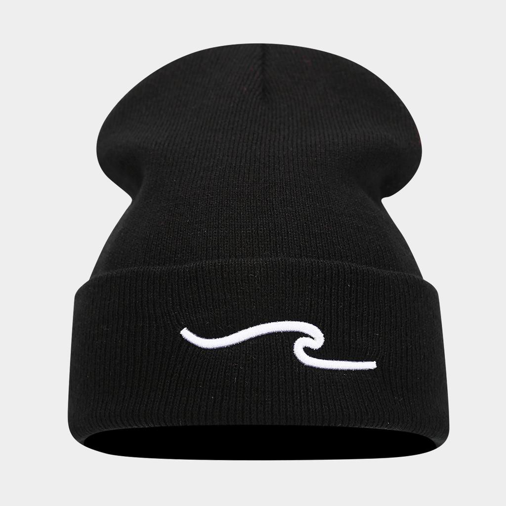 European and American fashion three-dimensional wave embroidery knitted hat autumn and winter outdoor warm wool hat men's and women's personality cold