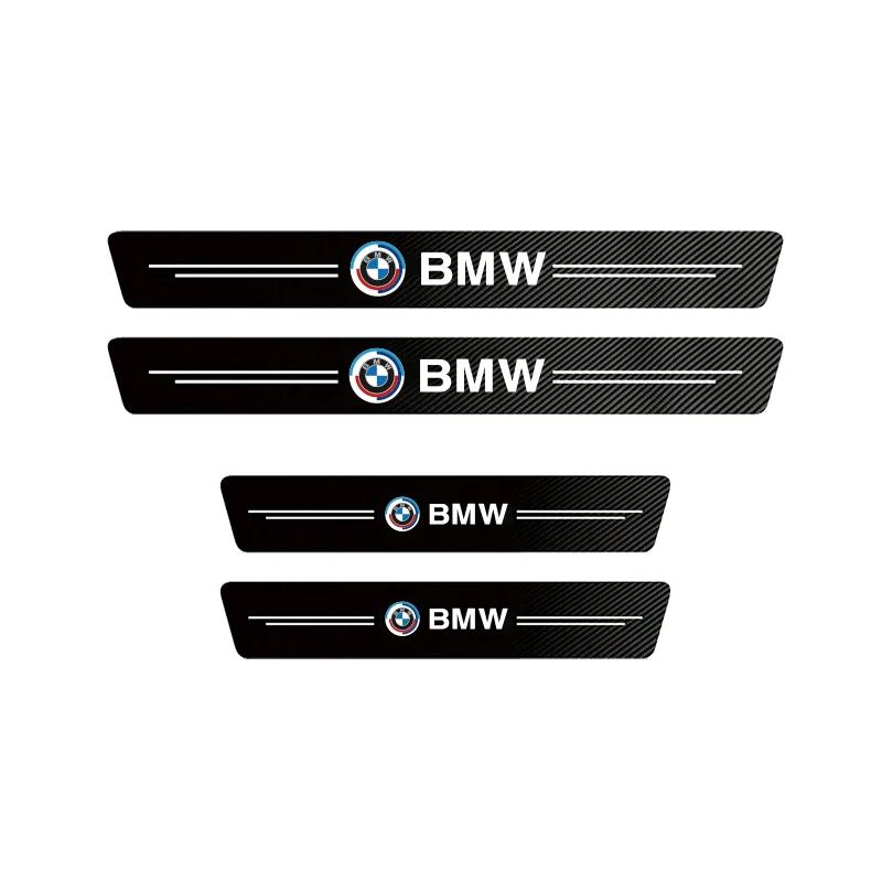 1/4/5Pcs Leather Car Door Sill Protector Carbon Fiber Sill Strip For BMW 50th G07 G06 G02 G01 F48 F39 G42 G26 F01 F02 GT E48 i3 pdcr06