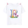 Футболка с принтом Unicorn Rainbow Initial AZ для детей, летняя футболка для мальчиков и девочек, топы с коротким рукавом, милая одежда для малышей, футболка