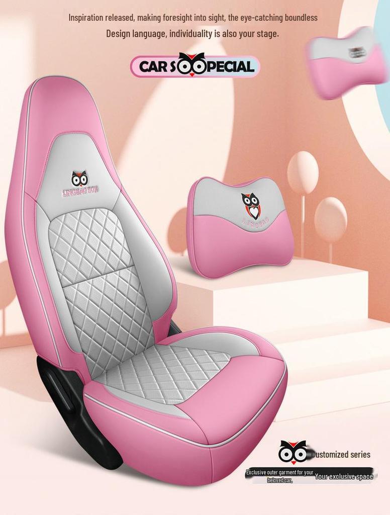 Lingbao Box Universal Cartoon Leather Seat Cover - All Seasons