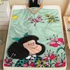 1PC Mafalda Print Flannel Blanket, High quality Comfortable for All Seasons, Home Decor, Warmth and Comfort, Perfect for Christmas Gifts 80