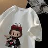 Милая модная марка Labubu Мультяшная Периферия Футболка с коротким рукавом Женская Хлопковая Универсальная Повседневная Топ