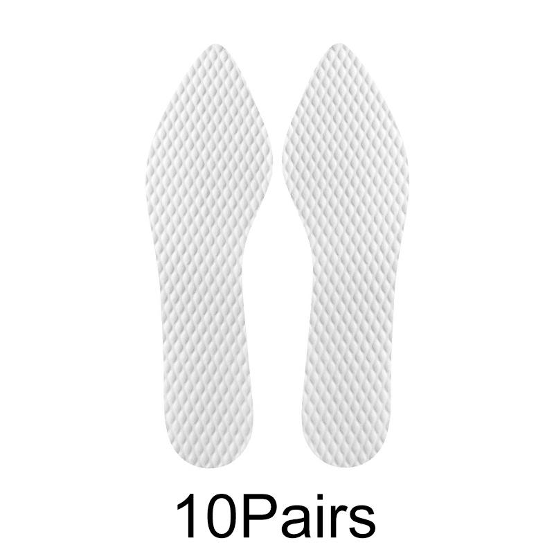 10 пар стелек с острым носком, летние бахилы, дышащие одноразовые стельки для обуви на высоком каблуке, впитывающие пот, стельки из натуральной древесной массы