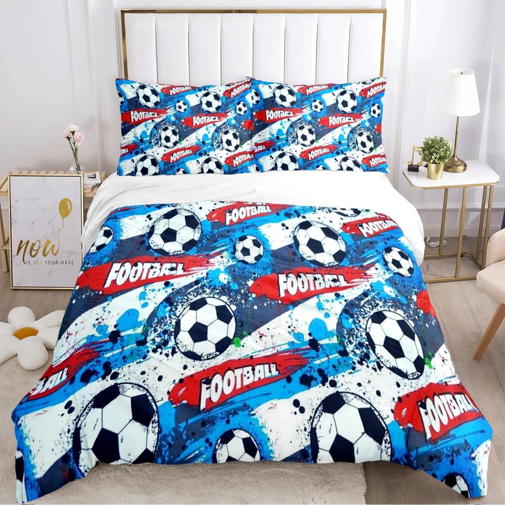 Мягкий комплект постельного белья с пододеяльником Футбол Мягкий теплый одеяло Комплекты постельного белья плюс наволочки для Teens, Односпальный/Двуспальный/Квин/Кинг Удобный пододеяльник Наволочка