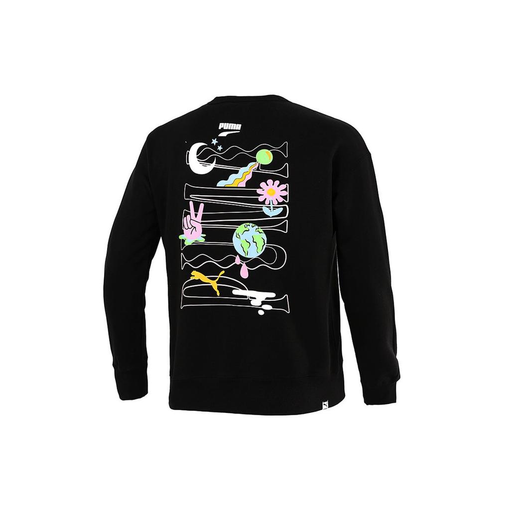 Puma Large Back Print Logo Knit Pullover Sweatshirt Men Tops Black 533037-01