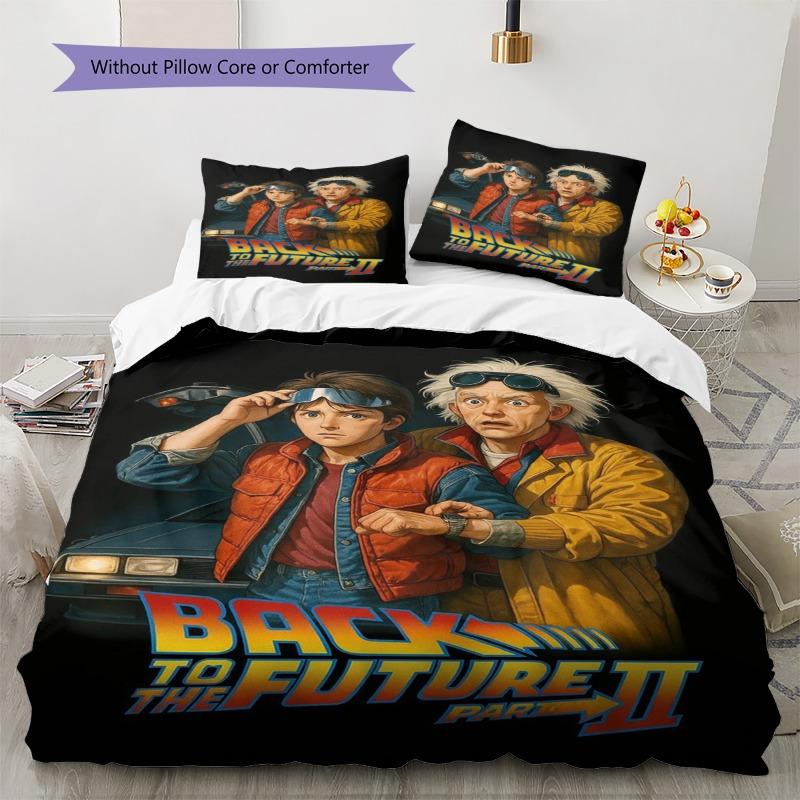 Back To The Future 2 Movie Poster Print 3‑Pieces Duvet Cover Set Film Bedding Without Pillow Core Comforter Bedroom Home Decor