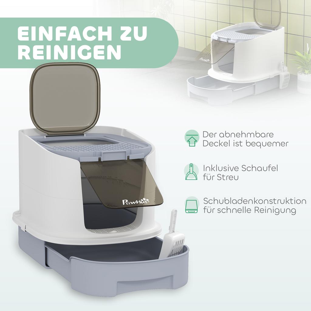 Cat Litter Box with Lid, Scoop, Deodorisation Bags, Top Entry