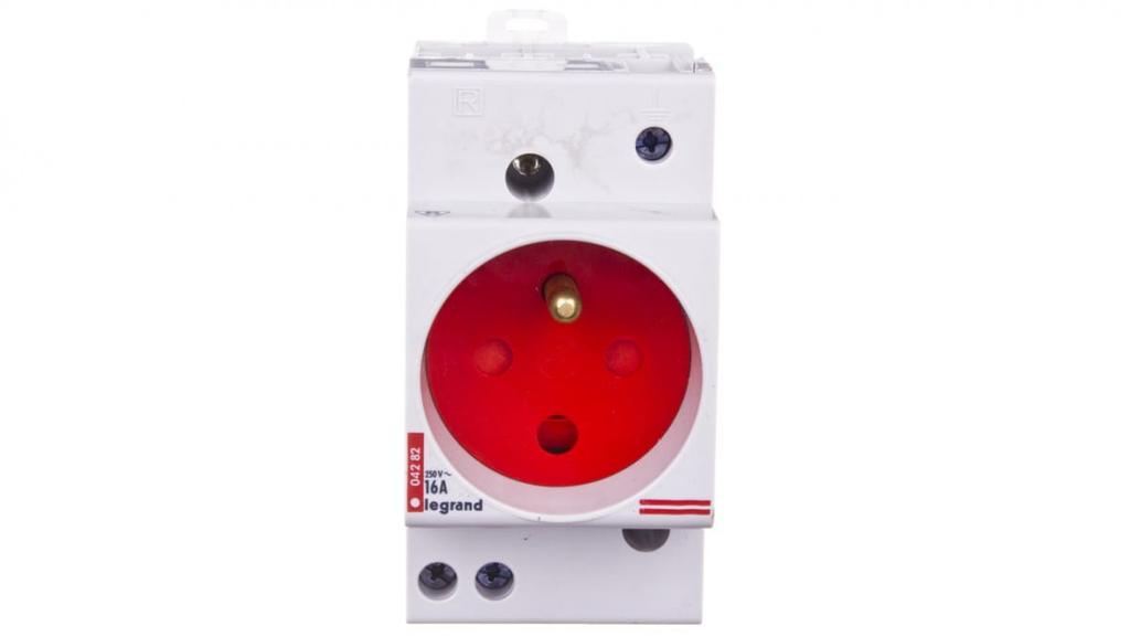Modular socket 2P+Z 10/16A with cover for rail G382 004282