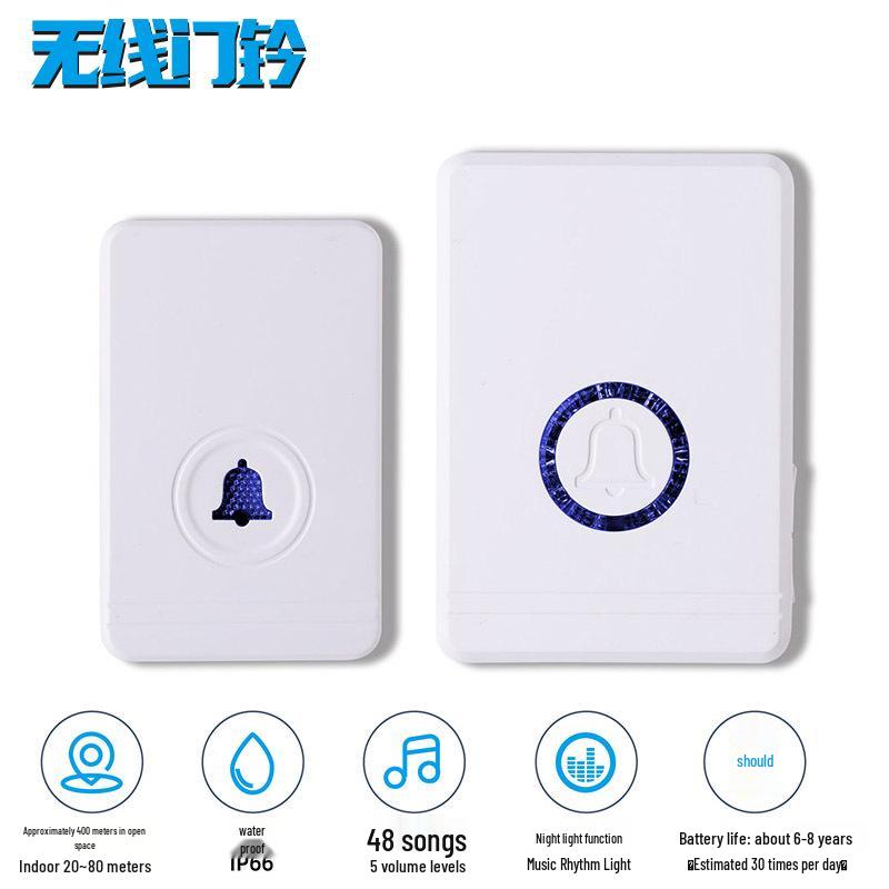 Customizable Wireless Doorbell with Long-Distance Remote Control and Personalized Packaging for Home & Apartment