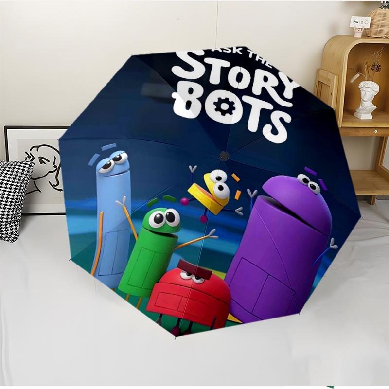 Спросите StoryBots Модный автоматический складной зонт с открыванием/закрыванием. Портативный и складной, идеально подходит для подарка, путешествий и повседневного использования.