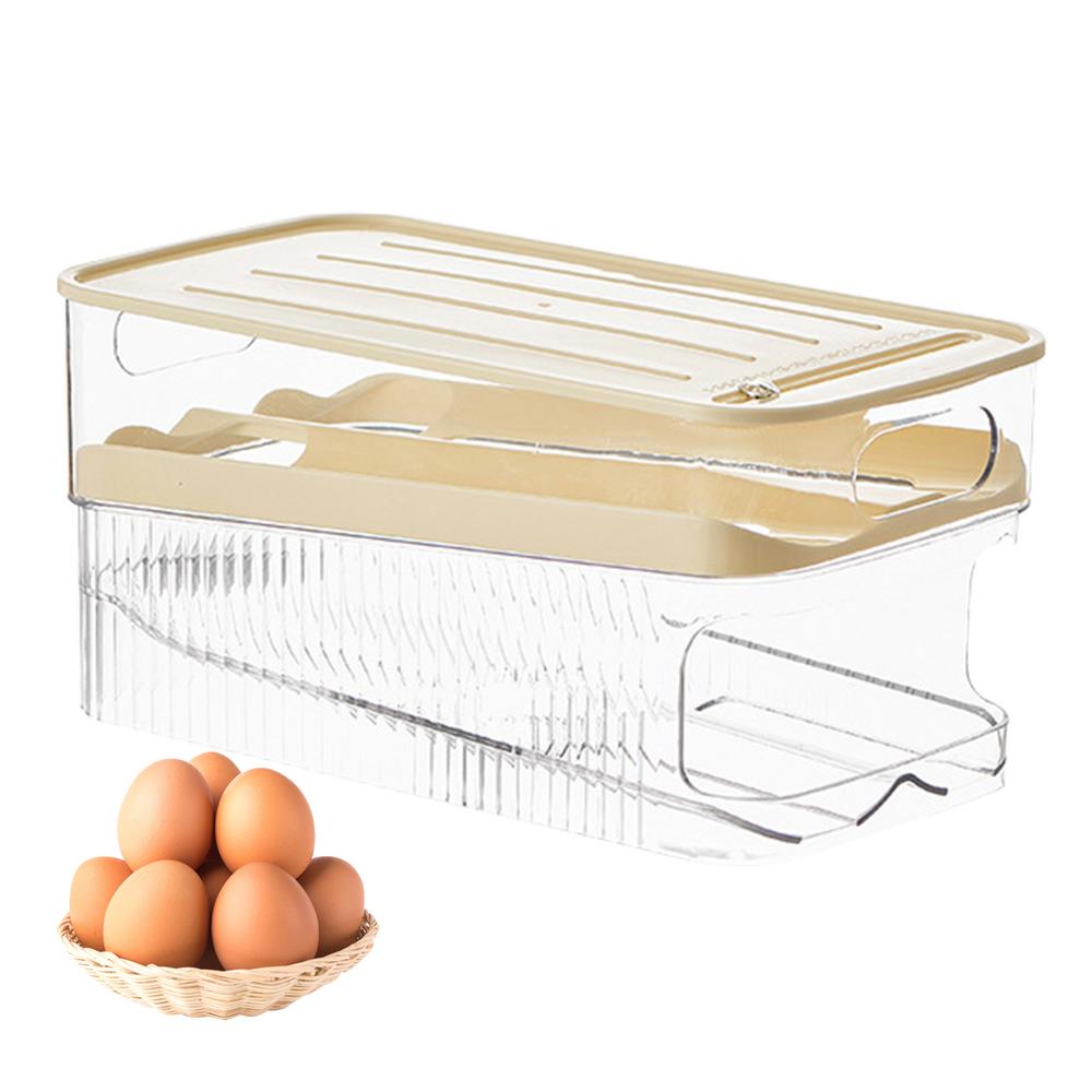 Auto Rolling Egg Organizer For Refrigerator Slide Egg Dispenser Safe Space-Saving Egg Storage Box Egg Organizer Refrigerator Egg