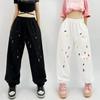 Женские белые спортивные штаны в стиле джаз-хип-хоп с брызгами - Уличные танцы Свободные Повседневные С высокой талией Драпирующиеся С манжетами на щиколотках Джоггеры