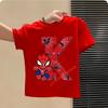 Spider-Man 2026 New Style Children's Pure Cotton Short-Sleeved Girls' Casual Boys' Sport Shirt Top Summer T-Shirt Cartoon Print