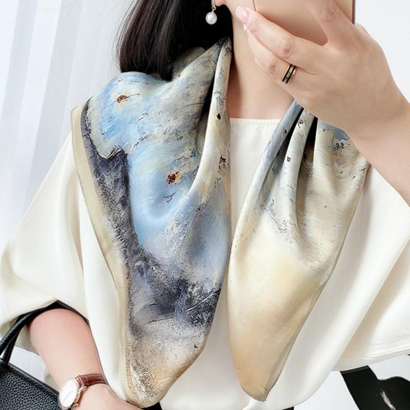 Romantic Dance Silk 70Cm Square Scarf Elegant Gentle Girl Mulberry Silk Silk Scarf Square Scarf Decorative Tie Scarf