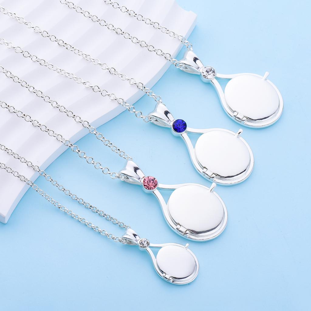 H2o Openable Metal Shell Pendant Necklace Silver Color with Crystal Mermaid Tv Movies Jewelry for Women Girls Cute Necklaces