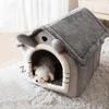 Small Dog House Warm Detachable Washable Triangular Roof Furry Indoor Sleeping Bed for Cat Pets