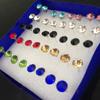 20 Pairs/40 Pcs Pin Crystal Earring Clear Colorful Crystal Ear Studs Rhinestone Jewelry