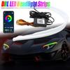 60 см RGB 12 В Дневные ходовые огни (DRL) с управлением через приложение/RF-пульт, Поворотники с эффектом бегущего огня, Светодиодные полосы для фар, Автоаксессуар 12 В