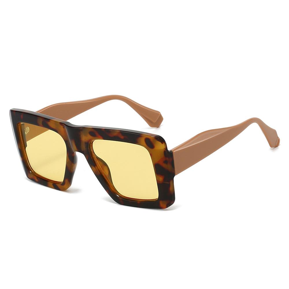 Retro Square Leopard Gradient Women Sunglasses Personality Contrast Color Frame Design High Quality Men Casual Shades Uv400