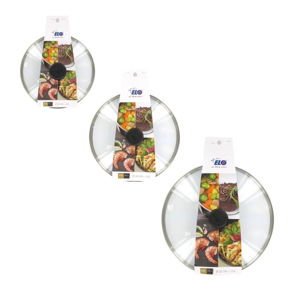 Набор из 3 стеклянных крышек для приготовления пищи 24 см, 28 см и 32 см Elo арт.. 9999850