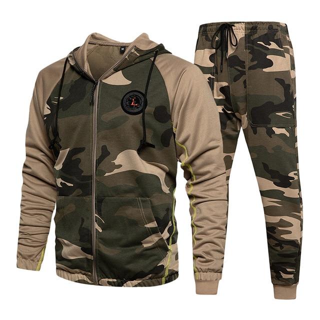 2 Pieces Sets Tracksuit Men Hooded Sweatshirt+pants Pullover Hoodie Sportwear Suit Male Camouflage Joggers Winter Sets Clothes