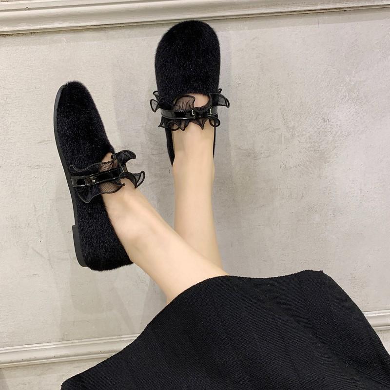 Женская обувь 2024 года, новые женские туфли на плоской подошве с круглым носком, плюшевые флиса для тепла, однотонные, повседневные, удобные туфли на плоской подошве, лоферы