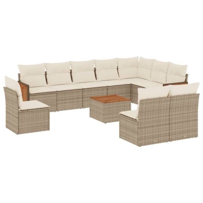 VidaXL Salon de Jardin avec Coussins 11 pcs, Canapés de Terrasse, Ensemble de Meubles de Patio, Mobilier d'Extérieur, Beige 3227759
