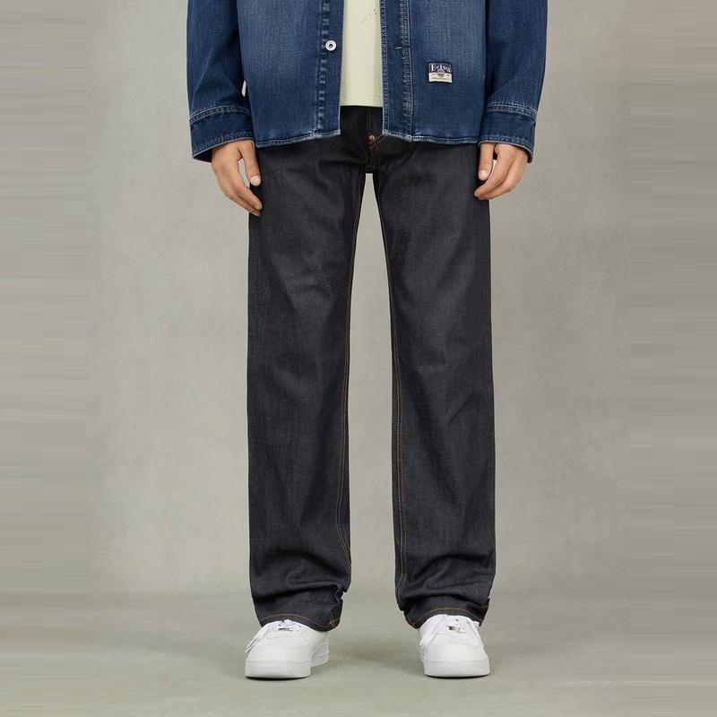 Evisu Джинсы Мужские Деним Синий Умеренные Прямые Брюки Унисекс 2ESHTM2JE91000CT