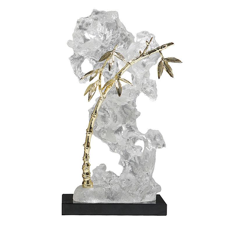 Роскошная подставка из черного кристалла из смолы, фигурки из камня Тайху, украшения для магазина, офисного стола, ремесла, декор для дома, настольная скульптура для комнаты