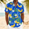 Men's Short Sleeve Hawaiian Shirt Stripe Banana Tropical Fruit Print Loose Casual Vacation Top
