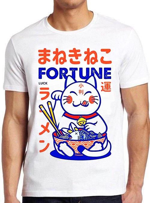 Maneki Neko Lucky Cat Fortune Happiness Wealth Meme Funny Gift Tee T Shirt M818