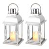 Set Of 2 Stainless Steel 10"H Mini Lantern Momerial Candle Holder For Indoor Outdoor Wedding