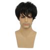 Men Synthetic Black Wig With Bangs Natural Daily Fake Hair for Male Short Fashion Wave Wigs Costume Party Heat Resistant Fiber