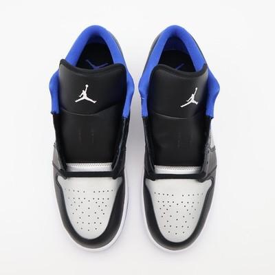 553558-007 Nike Air Jordan 1 Low Черный Игровой Синий Металлический Платиновый (Мужской)