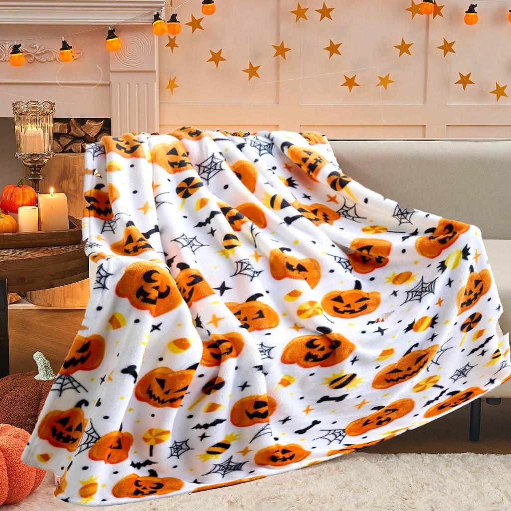 Halloween Throw Blanket Witch Soft Plush Cozy Flannel Halloween Blanket Decoration For Party Sofa Bed Living Room