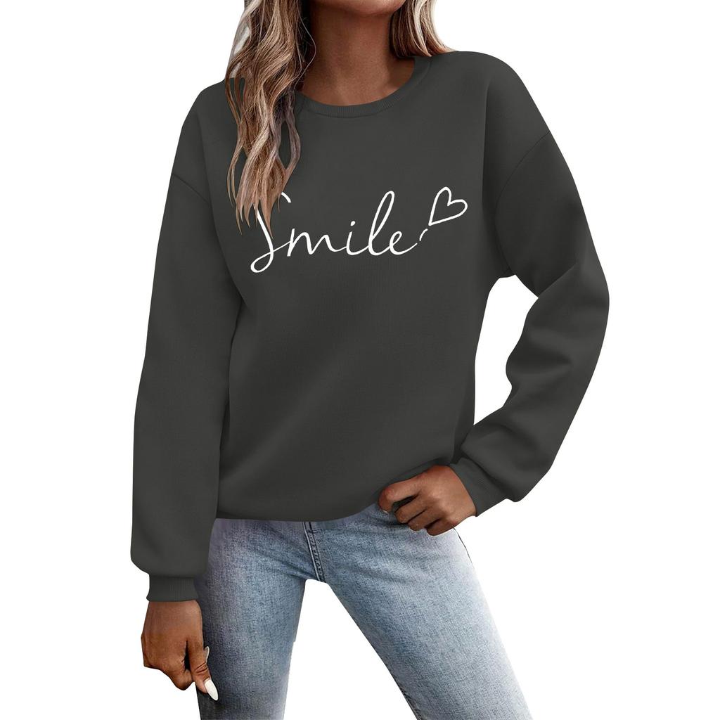 Women's Autumn And Winter Round Neck Long Sleeve Top Small Printed Casual Sweater