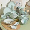 Европейский стиль 57-предметный керамический столовый сервиз цвета селадон с ромбовидным узором