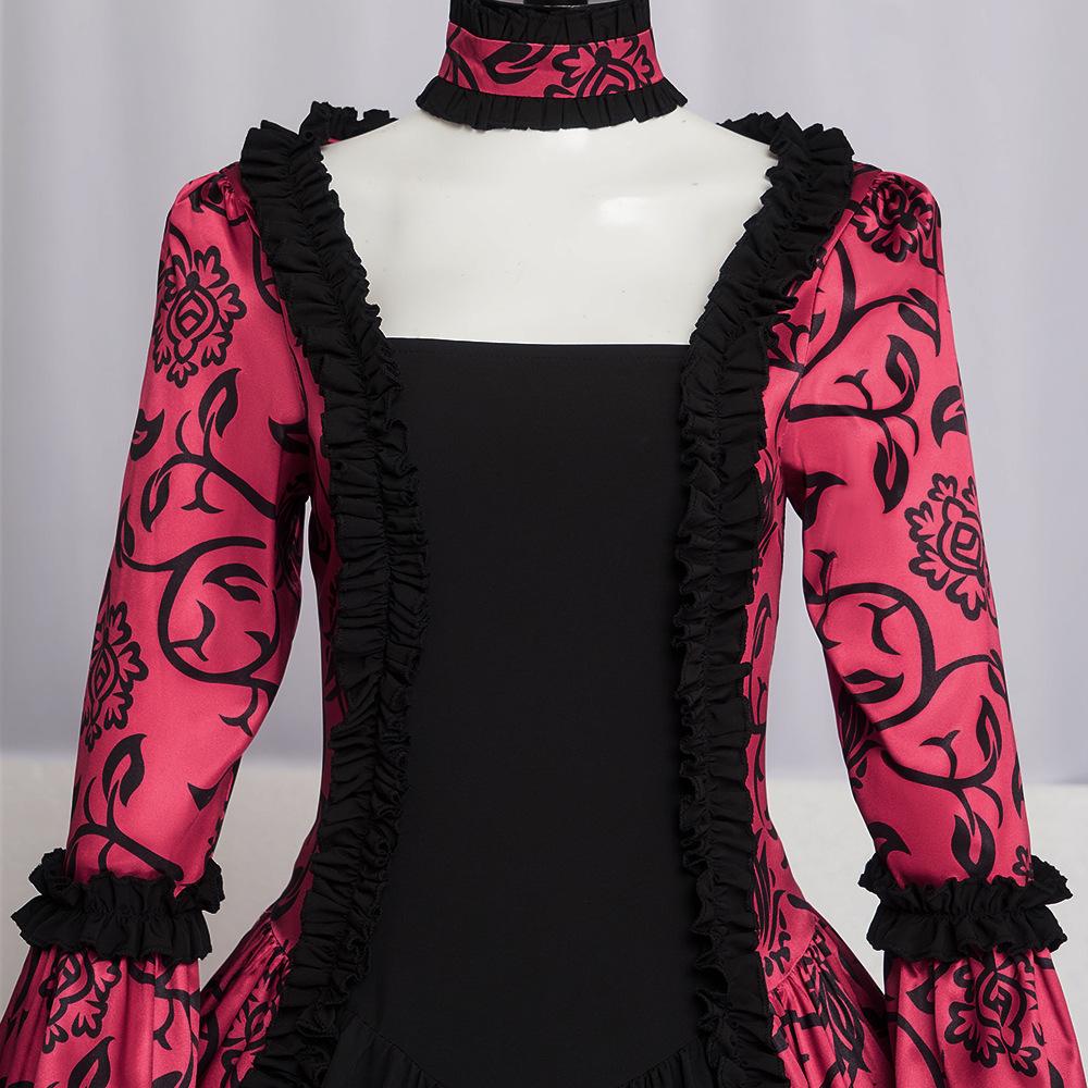 Medieval gothic women's clothing, court vintage print dress cosplay cosplay cos clothing factory