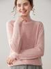 Women's Cashmere Sweater: Solid Color, Rolled Hem, Half-High Collar, Long Sleeve, Loose Fit, Versatile Knitwear for Autumn and Winter.