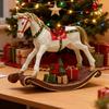 Yousheng Hand-painted Rocking Horse Statue Vintage Wooden Horse Figurine Resin Pony Sculpture Home Office Desktop Decoration Ornament