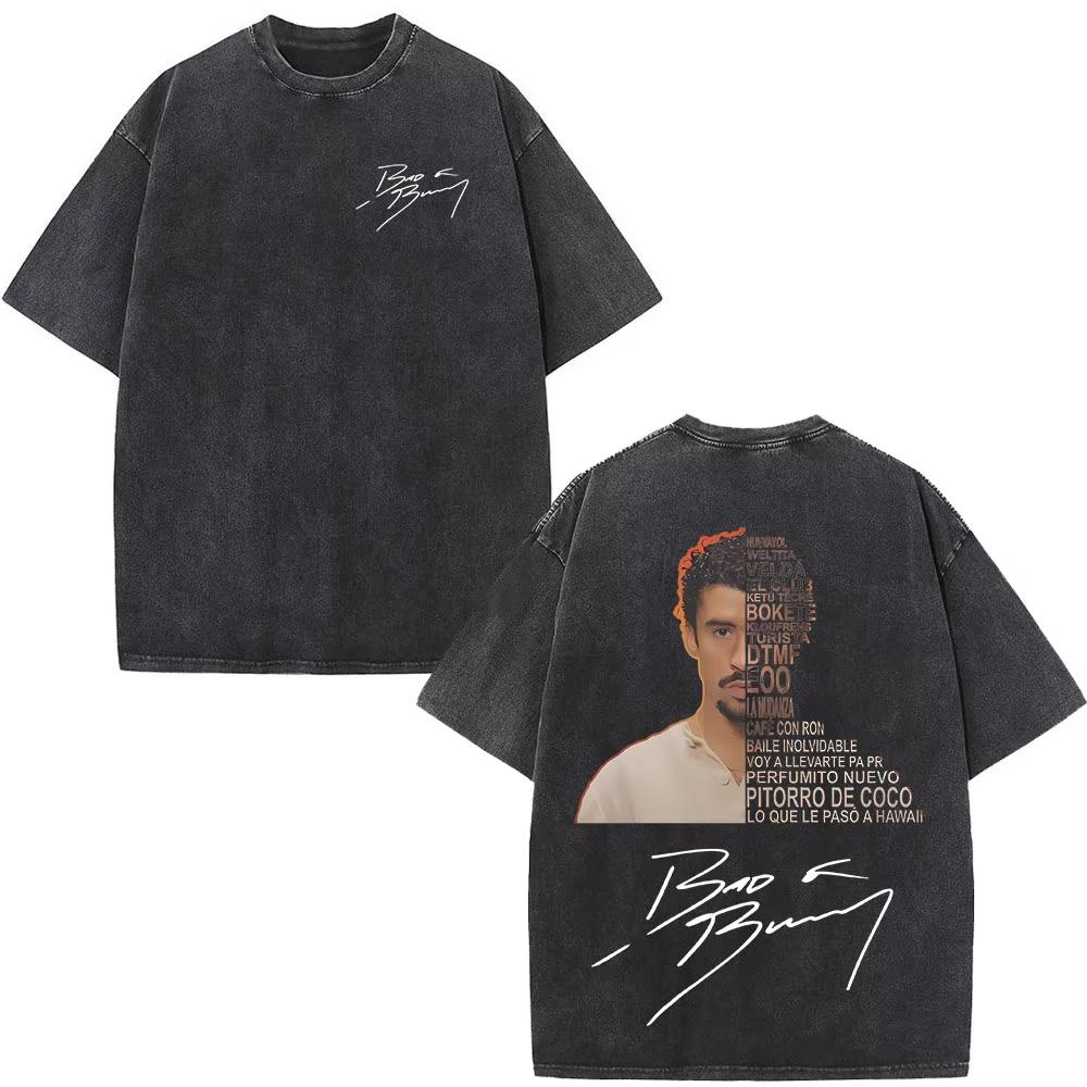 Washed Vintage Bad Bunny DTMF Residencia En El Choli Merch TShirts Debi Tirar Mas Fotos Tshirt Mens Hip Hop Oversized Tshirts