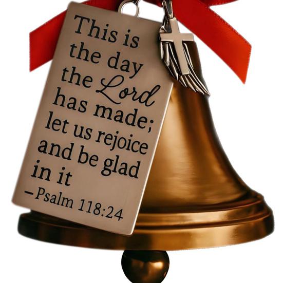 Bible Verses Christmas Bell Ornament Gold Metal Bell Christmas Tree Hanging Decoration for Christian Holiday Home Decor