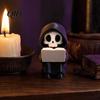 Versatile Desktop Decoration Grim Reaper Reading Figurine, 3D Printed Mini Skull Statue, Fun Sculpture Cute Gothic Skeleton Ornament for Bookshelf,