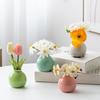 Mini Ceramic Vase Solid Color Glazed Flower Vase Desktop Decor Miniature Bud Vase for Small Hydroponic Plants Flowers Office Living Room Bedroom