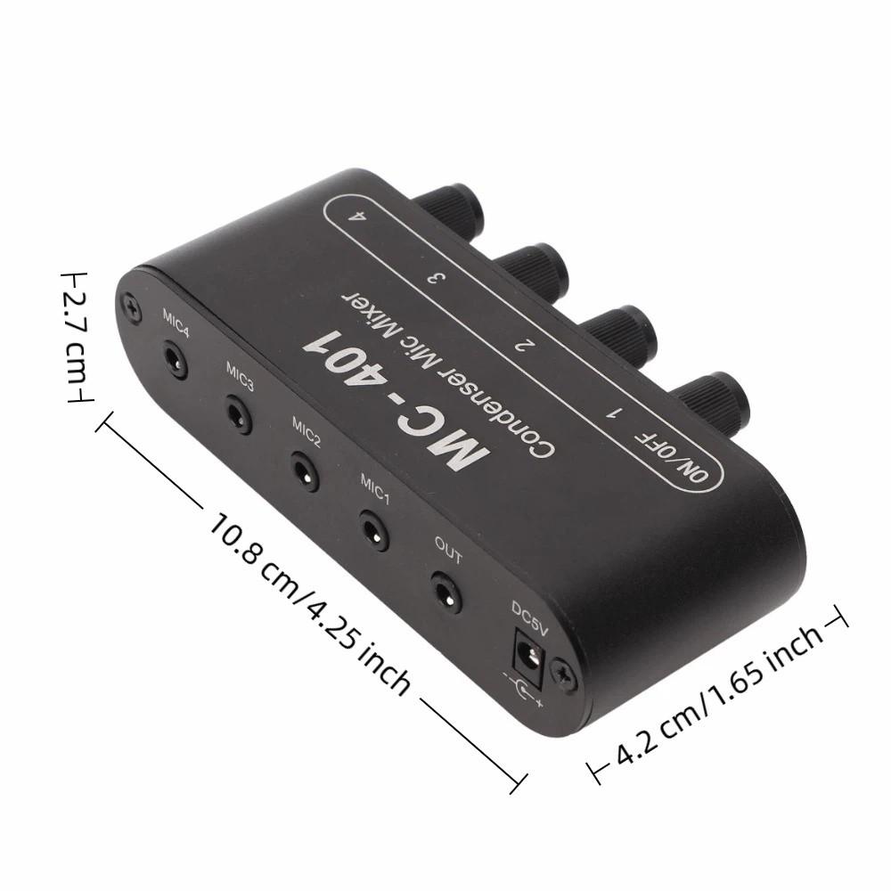 3.5mm Stereo 4 in 1 Out Mic Mixer Portable Microphone Mixer Extender Speaker Use