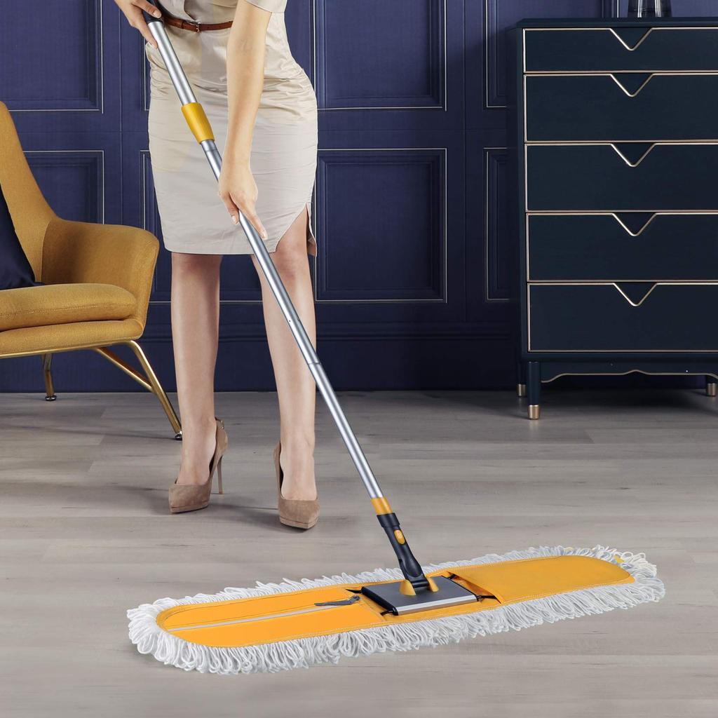 Cleanhome Commercial 90cm for Wet and Dry Dust and a Wide Range of Flooring and Gym Includes Two Replacement Microfiber Extends from 117cm To 143cm