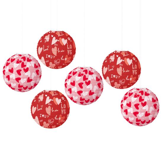 1 шт./6 шт., фонарь на день святого Валентина, бумажный фонарь с сердечным узором, подвесной кулон для внутреннего и наружного декора