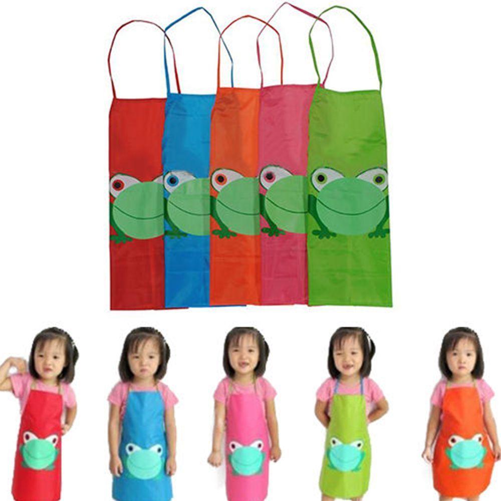 Craft Art Painting Cooking Cute Kids Cartoon Frog Printed Frog Design Apron Children Waterproof