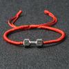 [Golden Silvery Bracelet] Golden Silvery Alloy Dumbbell Bracelet | Women's Fashion Charms Barbell Nylon Thread Braided Couple Gym Jewelry